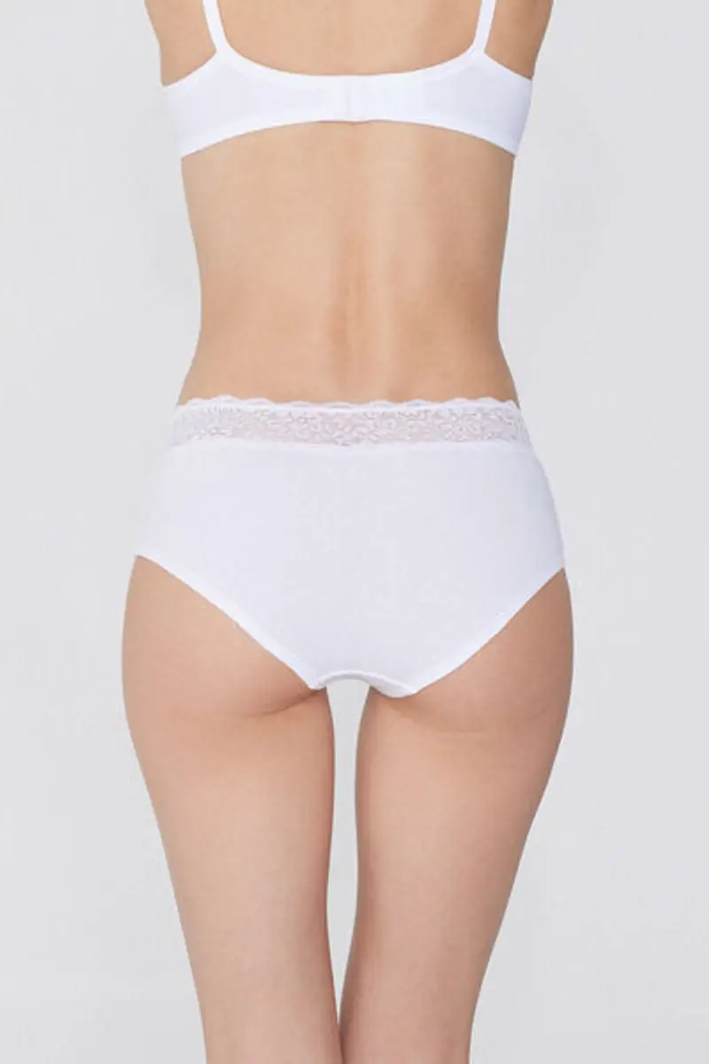 Tezenis Culotte in Cotone con Pizzo Riciclato Donna Bianco Taglia S miniatura 2
