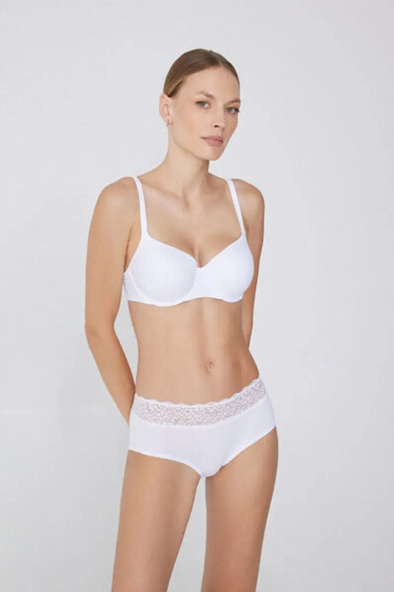 Tezenis Culotte in Cotone con Pizzo Riciclato Donna Bianco Taglia S miniatura 3