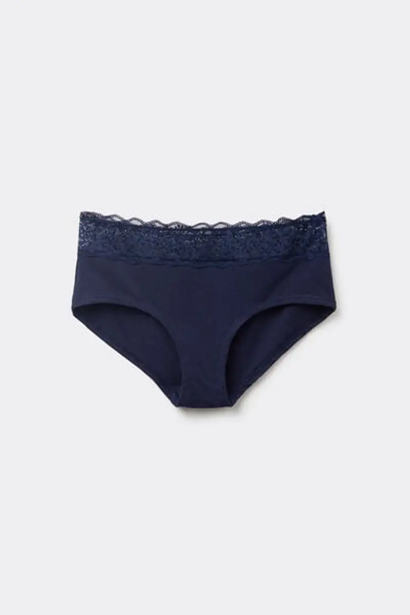 Tezenis Culotte in Cotone con Pizzo Riciclato Donna Blu Taglia S