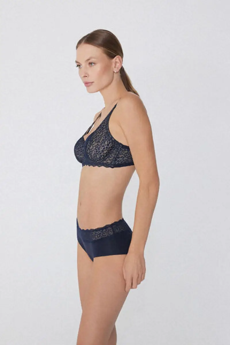 Tezenis Culotte in Cotone con Pizzo Riciclato Donna Blu Taglia S miniatura 3