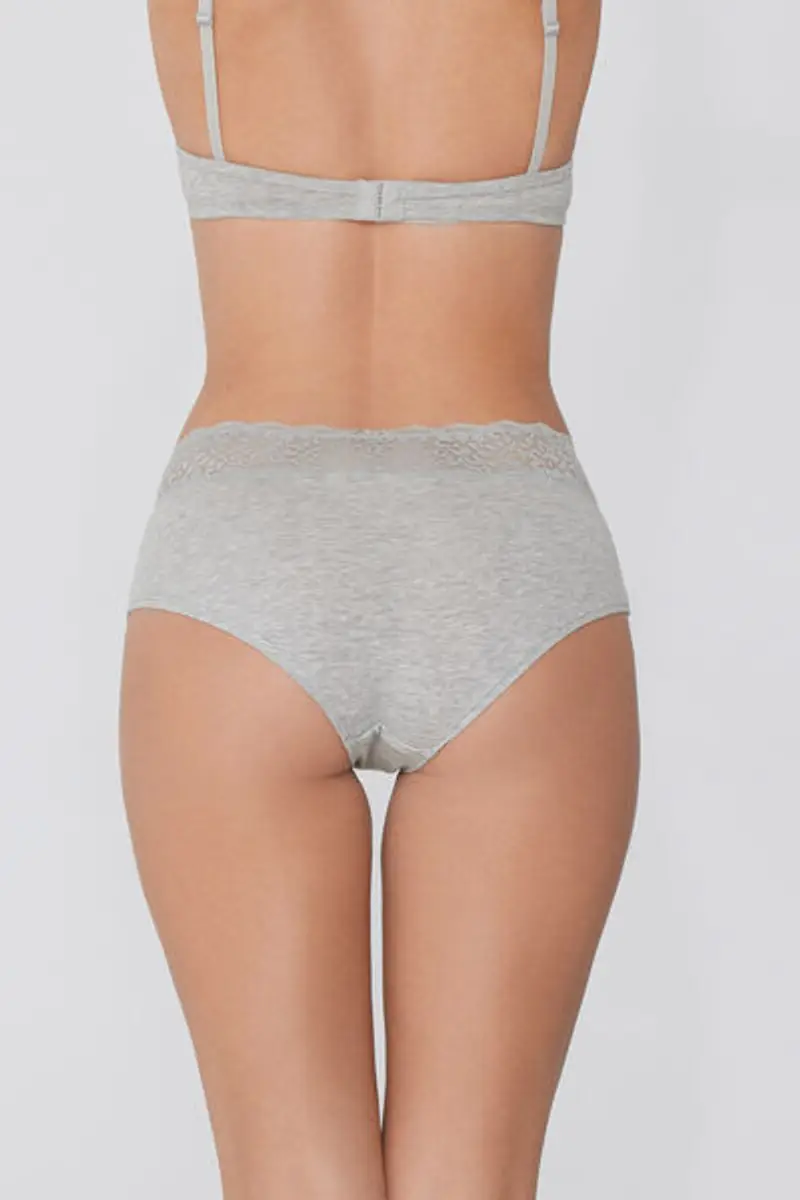 Tezenis Culotte in Cotone con Pizzo Riciclato Donna Grigio Taglia L miniatura 2