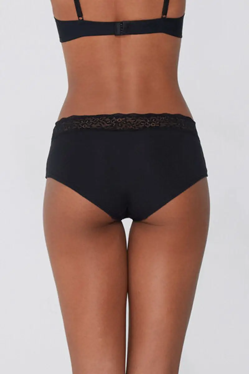 Tezenis Culotte in Cotone con Pizzo Riciclato Donna Nero Taglia L miniatura 2