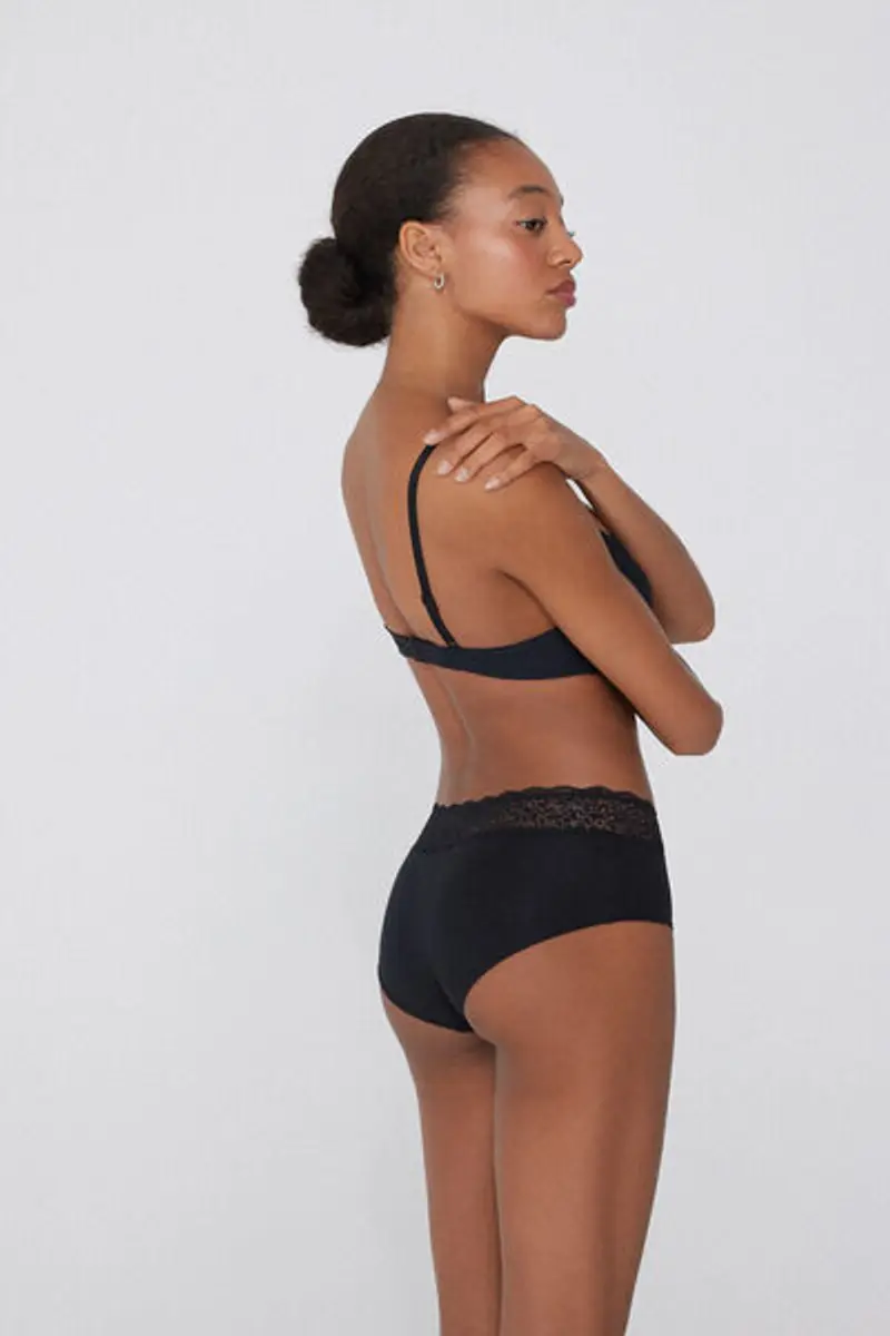 Tezenis Culotte in Cotone con Pizzo Riciclato Donna Nero Taglia L miniatura 3