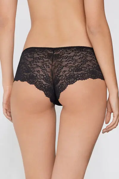 Culotte in Pizzo Riciclato Donna Nero miniatura 3