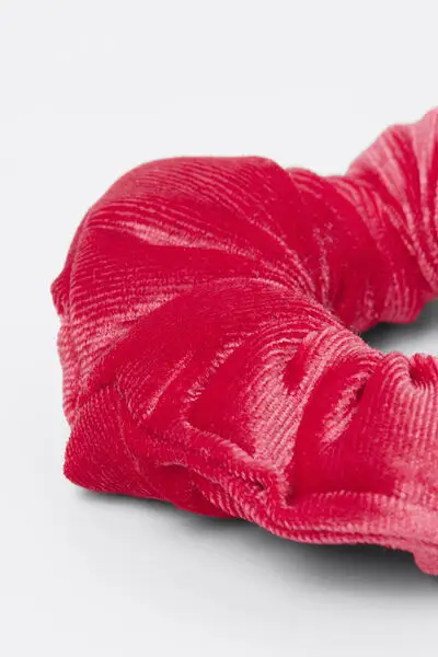 Elastico per Capelli in Velluto Donna Rosso miniatura 2