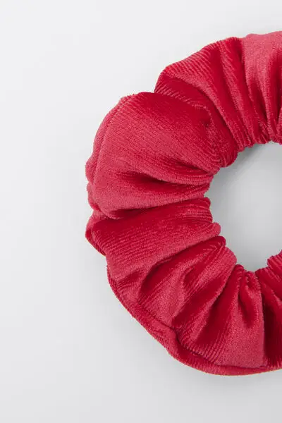 Elastico per Capelli in Velluto Donna Rosso miniatura 3