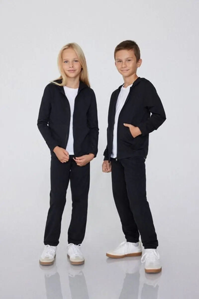 Tezenis Felpa Bimbi Cotone con Cappuccio e Zip Unisex Unisex Nero Taglia 10-11