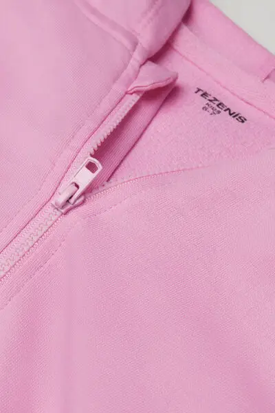 Felpa Bimbi Cotone con Cappuccio e Zip Unisex Unisex Rosa miniatura 2