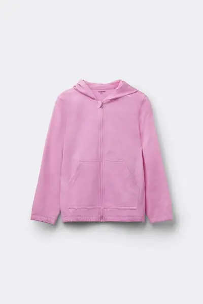 Felpa Bimbi Cotone con Cappuccio e Zip Unisex Unisex Rosa