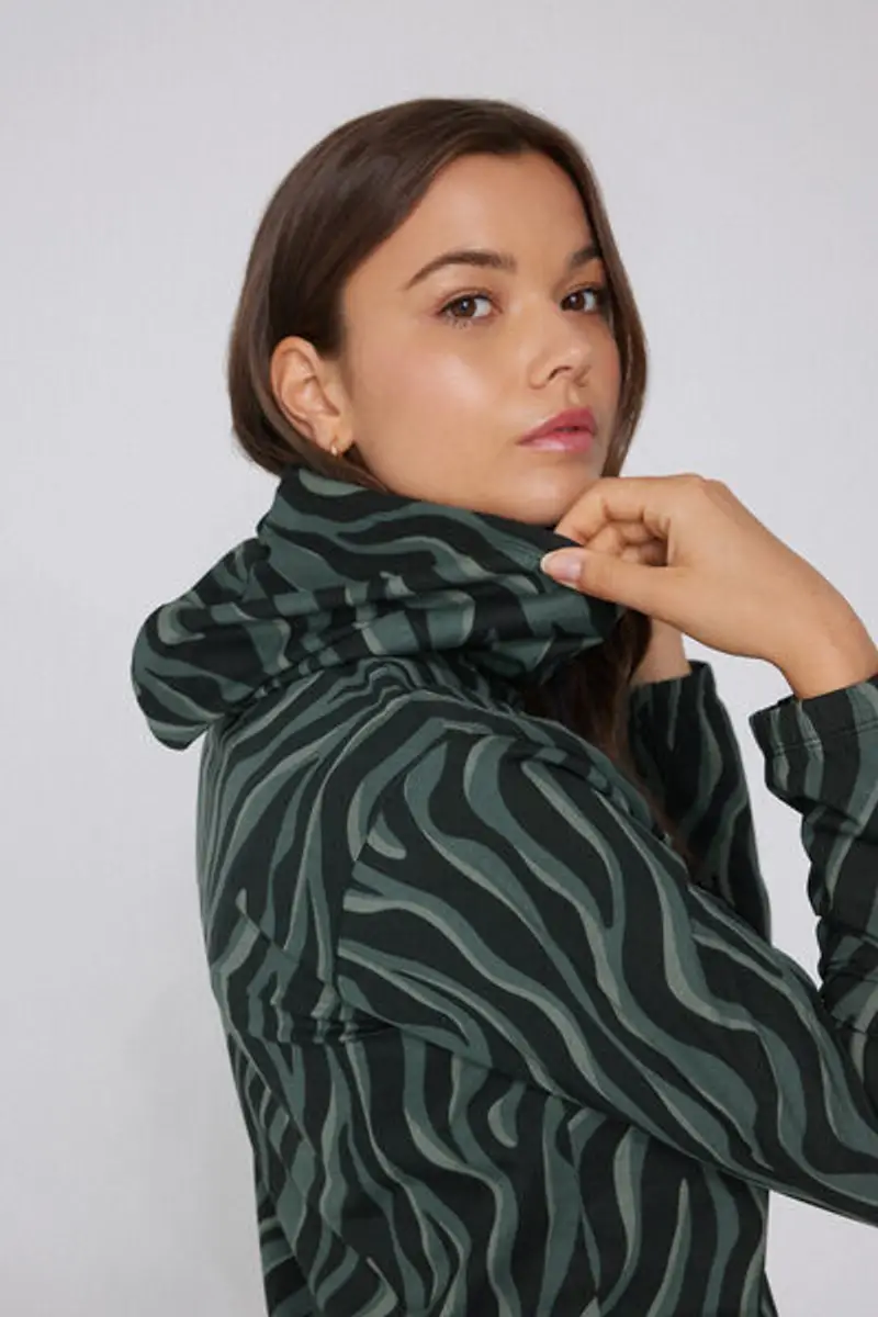 Tezenis Felpa Cappuccio con Zip e Coulisse Donna Verde Taglia L miniatura 3