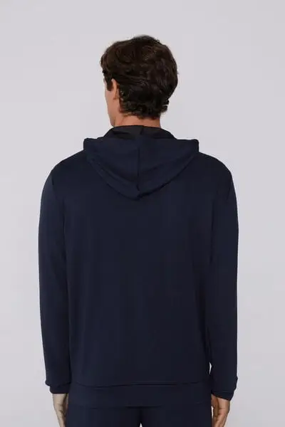 Felpa con Cappuccio e Zip Double Uomo Blu miniatura 2