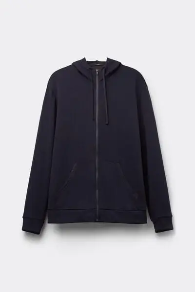 Felpa con Cappuccio e Zip Double Uomo Blu miniatura 2