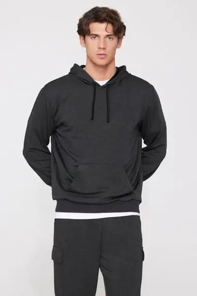 Felpa con Cappuccio Soft touch Uomo Grigio Scuro