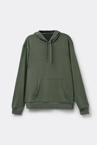 Felpa con Cappuccio Soft touch Uomo Verde miniatura 2