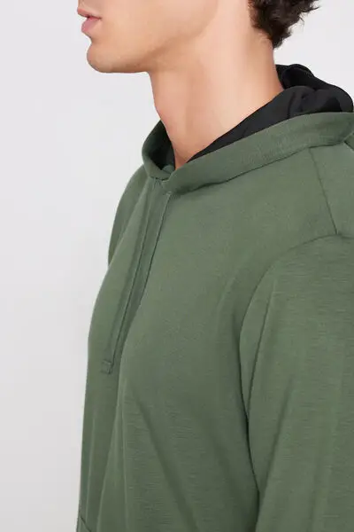 Felpa con Cappuccio Soft touch Uomo Verde miniatura 3