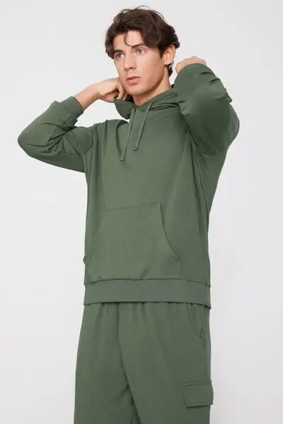 Felpa con Cappuccio Soft touch Uomo Verde