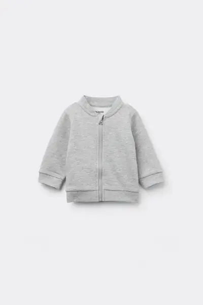 Felpa con Zip Cotone Pesante Baby Grigio