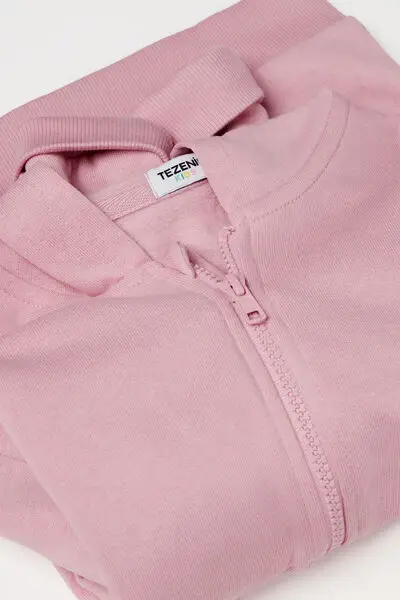 Felpa con Zip e Cappuccio Bimbi Unisex Unisex Rosa miniatura 2