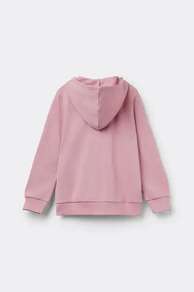 Felpa con Zip e Cappuccio Bimbi Unisex Unisex Rosa miniatura 3