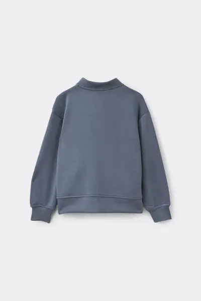 Felpa con Zip Soft Touch Bimbi Unisex Unisex Blu miniatura 3