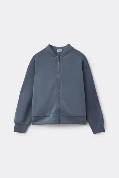 Felpa con Zip Soft Touch Bimbi Unisex Unisex Blu