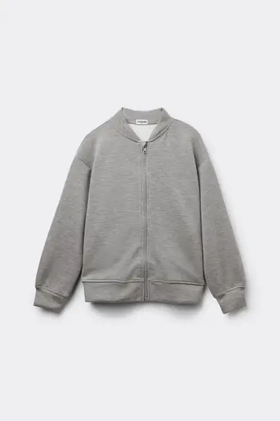 Felpa con Zip Soft Touch Bimbi Unisex Unisex Grigio miniatura 3