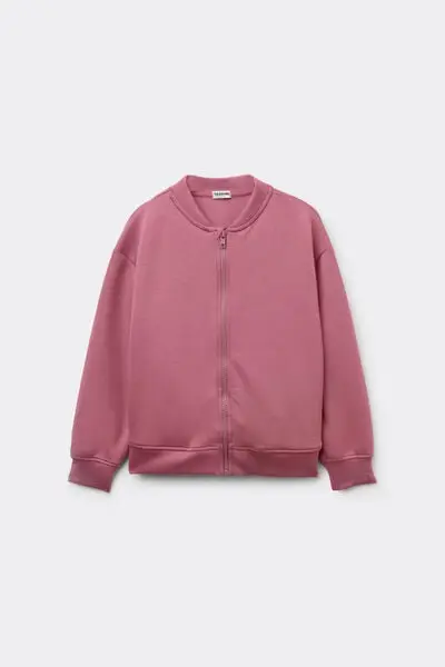 Felpa con Zip Soft Touch Bimbi Unisex Unisex Rosa