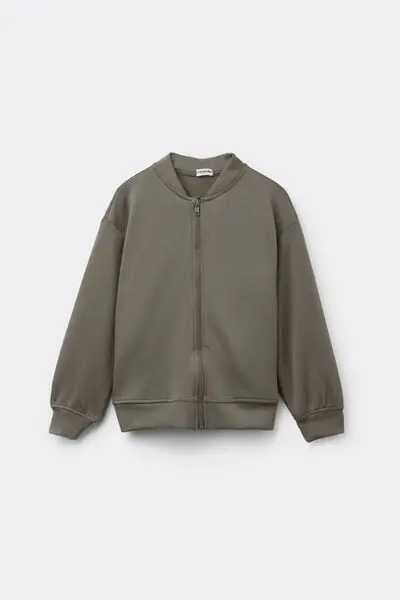 Felpa con Zip Soft Touch Bimbi Unisex Unisex Verde miniatura 3