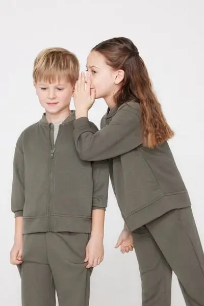 Felpa con Zip Soft Touch Bimbi Unisex Unisex Verde