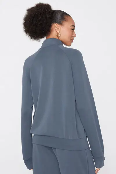 Felpa con Zip Soft Touch Donna Blu miniatura 2