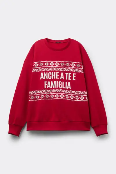 Felpa Girocollo con Fantasia Natalizia Unisex Donna Stampa miniatura 2