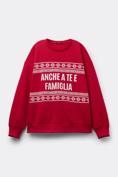 Felpa Girocollo con Fantasia Natalizia Unisex Donna Stampa miniatura 2