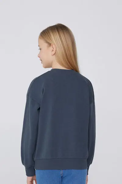 Felpa Girocollo con Patch Bimba Bambina Blu miniatura 2