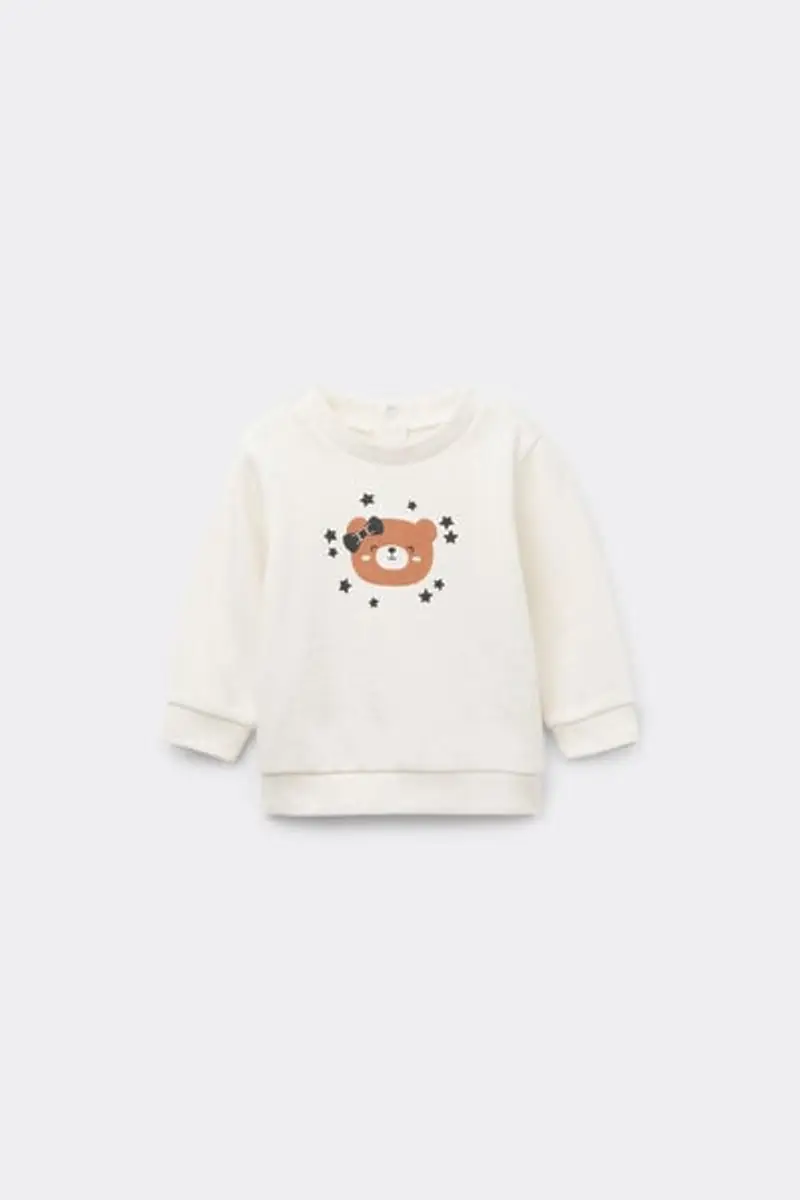 Tezenis Felpa Girocollo Cotone Stampato Baby Avorio Taglia 0-3