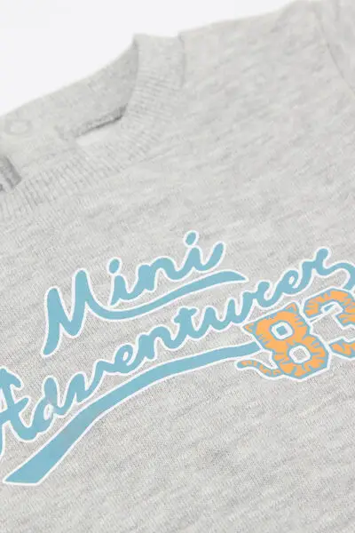 Felpa Girocollo Cotone Stampato Baby Grigio miniatura 3