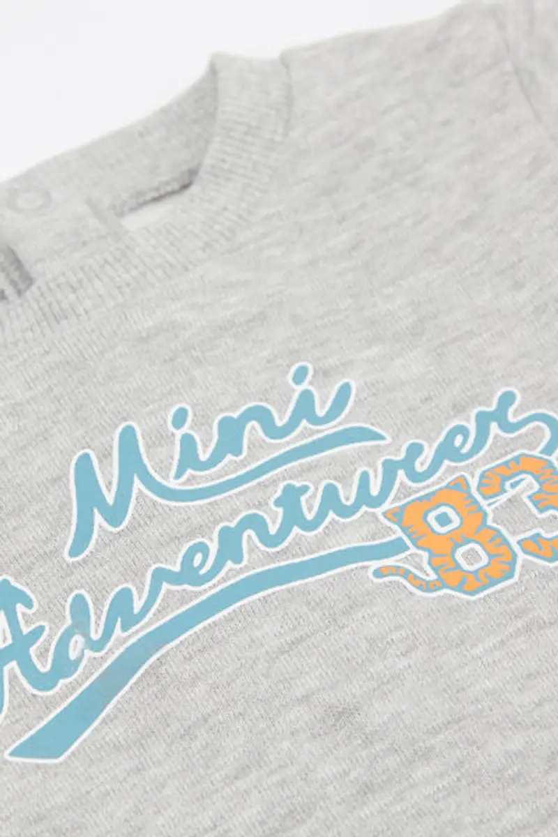 Tezenis Felpa Girocollo Cotone Stampato Baby Grigio Taglia 0-3 miniatura 2