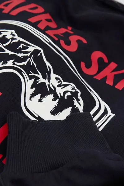 Felpa Girocollo Stampa Apres Ski Unisex Donna Nero miniatura 3