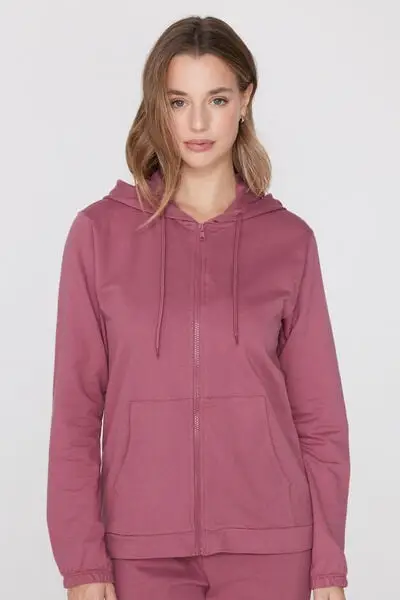 Tezenis Maglia Donna Rosa con Cappuccio e Zip