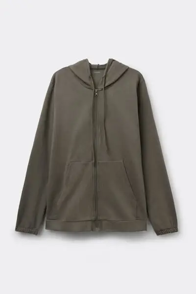 Felpa Leggera Cappuccio con Zip e Coulisse Donna Verde miniatura 2