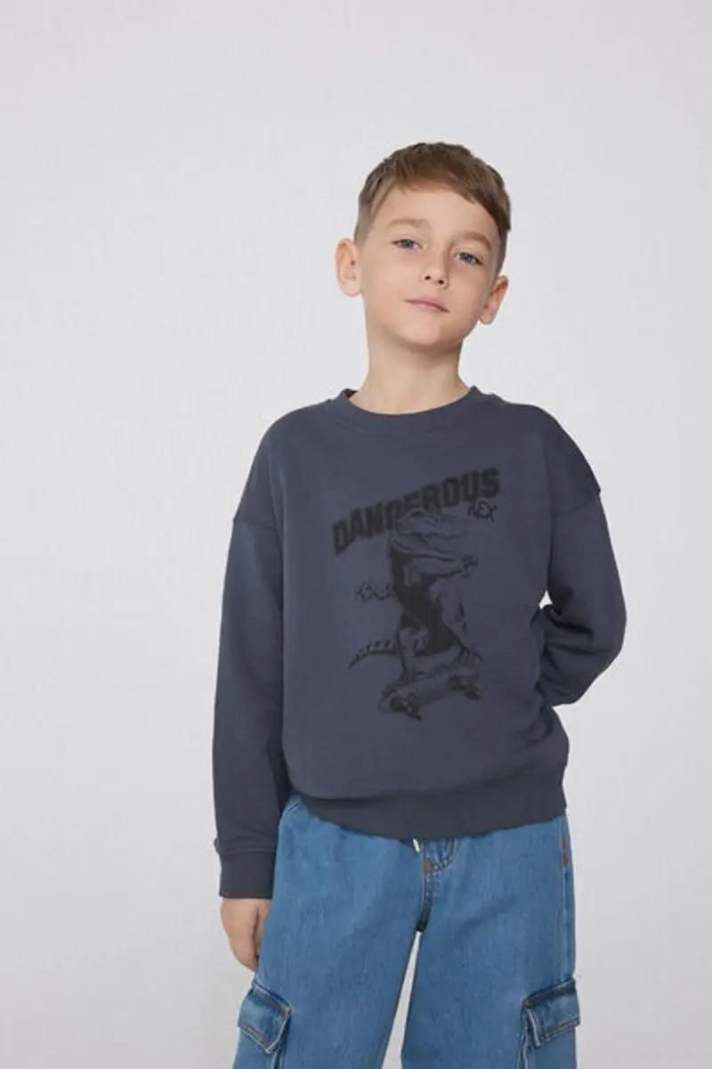 Tezenis Felpa Manica Lunga con Stampa Bimbo Bambino Grigio Taglia 10-11 miniatura 2