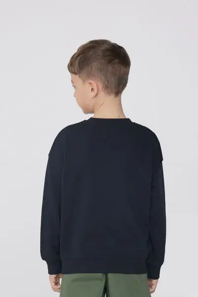 Felpa Manica Lunga con Stampa Bimbo Bambino Nero miniatura 2