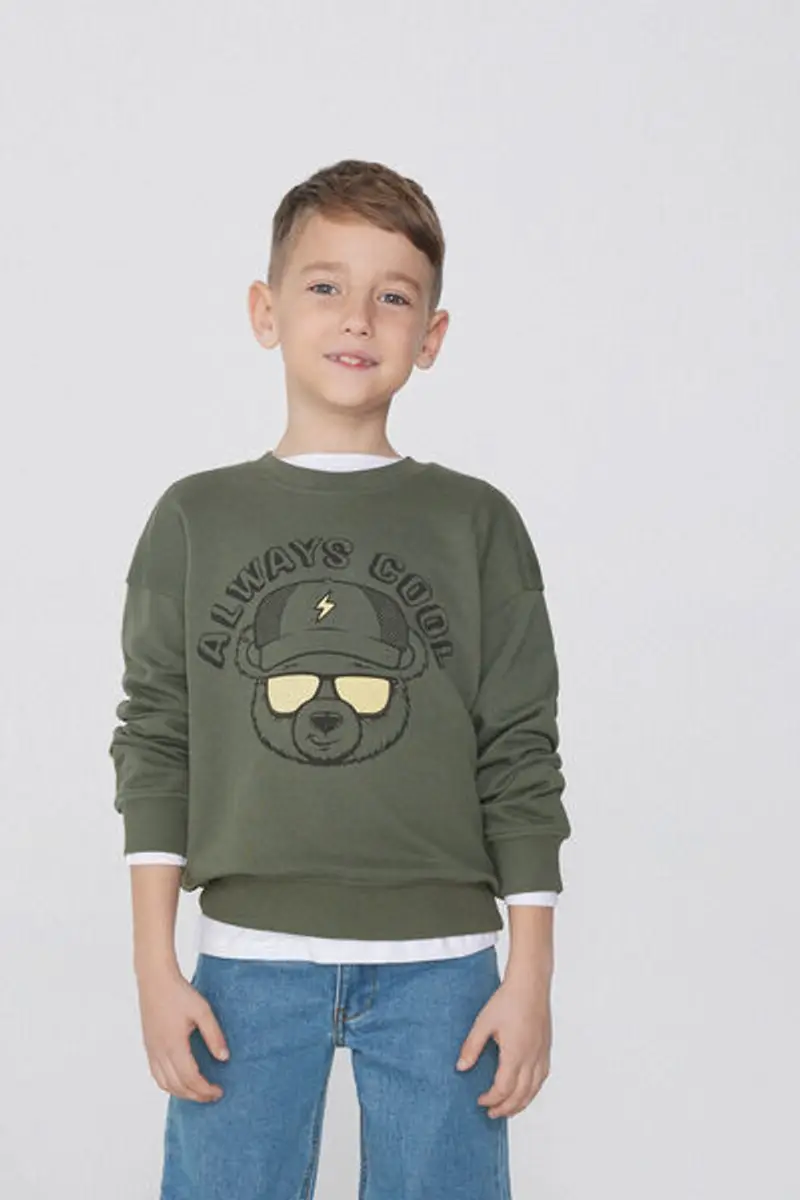 Tezenis Felpa Manica Lunga con Stampa Bimbo Bambino Verde Taglia 12-13 miniatura 2