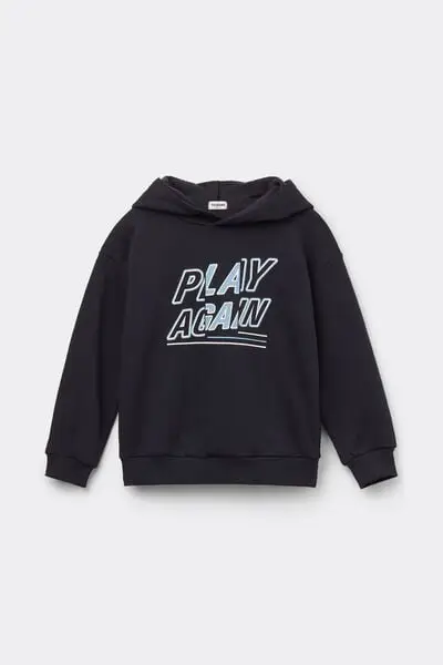 Felpa Pesante Bimbo con Cappuccio e Stampa Bambino