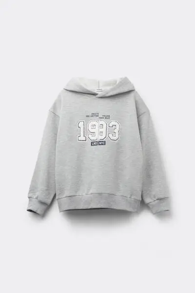 Felpa Pesante Bimbo con Cappuccio e Stampa Bambino