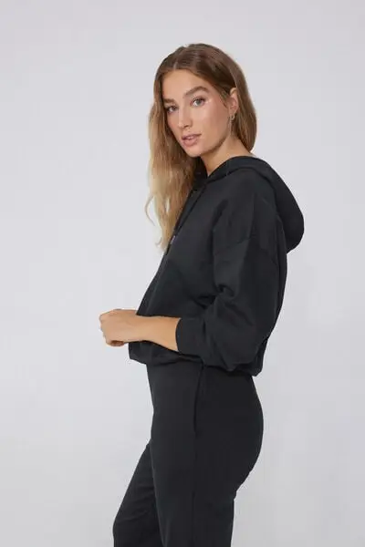 Felpa Pesante con Cappuccio Donna Nero