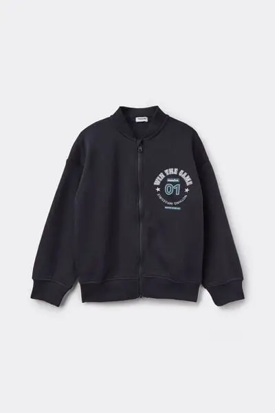 Felpa Pesante Zip Bimbi Unisex Unisex Blu