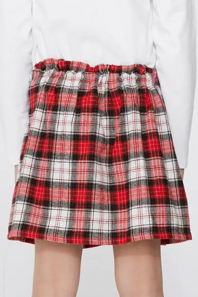 Gonna a Pieghe in Flanella Scozzese Bambina Rosso miniatura 2