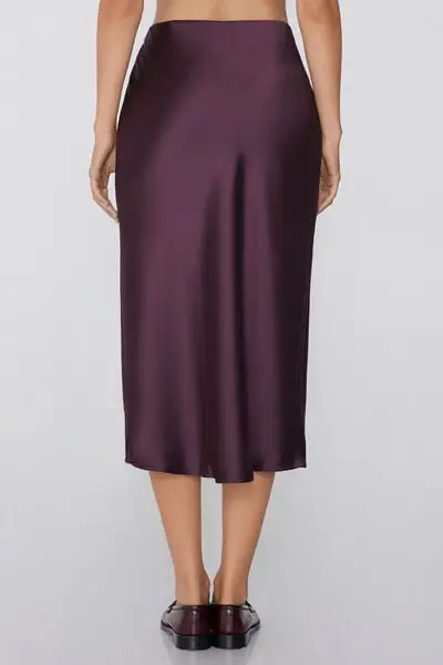 Gonna in Raso Midi Donna Blu miniatura 2