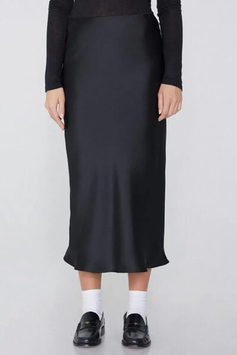 Tezenis Gonna in Raso Midi Donna Nero Taglia L