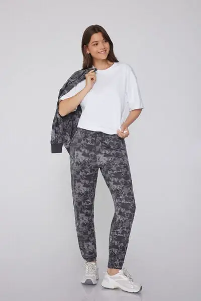 Jogger con Tasca a Filetto Donna Grigio